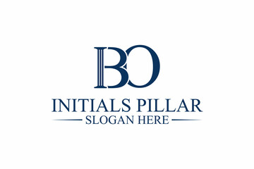 legal pillar logo, initial letter b/o. premium vector