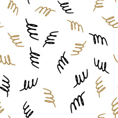 Seamless pattern with black and beige abstract shapes on white background. Vector design for textile, backgrounds, clothes, wrapping paper, fabric and wallpaper. Fashion illustration seamless pattern.