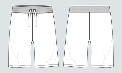 Boys Sweat Shorts vector fashion flat sketch template. Young Men Technical Drawing Fashion art Illustration.
