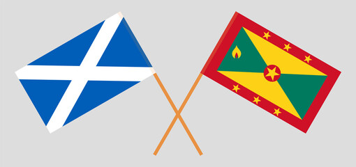Crossed flags of Scotland and Grenada. Official colors. Correct proportion