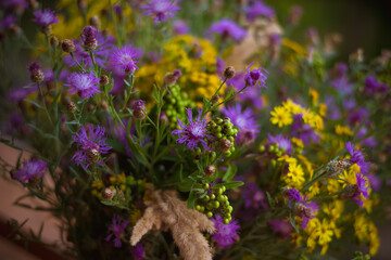 Obraz premium colorful floral background from wild flowers from summer meadow