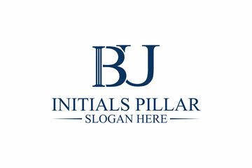 legal pillar logo, initial letter b/u. premium vector