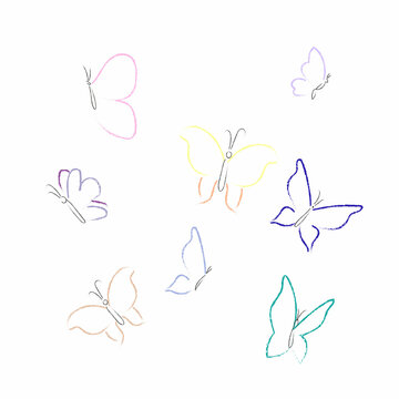 A set of colorful butterflies.