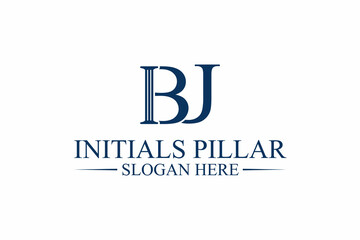 legal pillar logo, initial letter b/j. premium vector