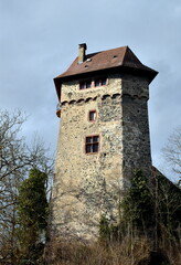 Fototapeta na wymiar Turm der Burg Sponeck im Winter