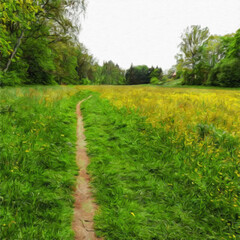 Oil paint on canvas wall art. Beauty landscape nature scene. Large size print. Touristic place. Vacation scene drawing. Beautiful view.