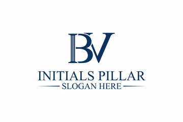 legal pillar logo, initial letter b/v. premium vector