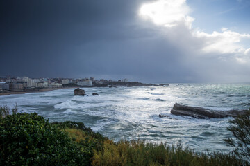 Seaside and beach of the city of Biarritz