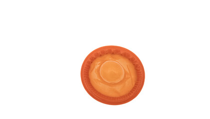 orange condom on white background