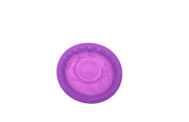 purple condom on white background