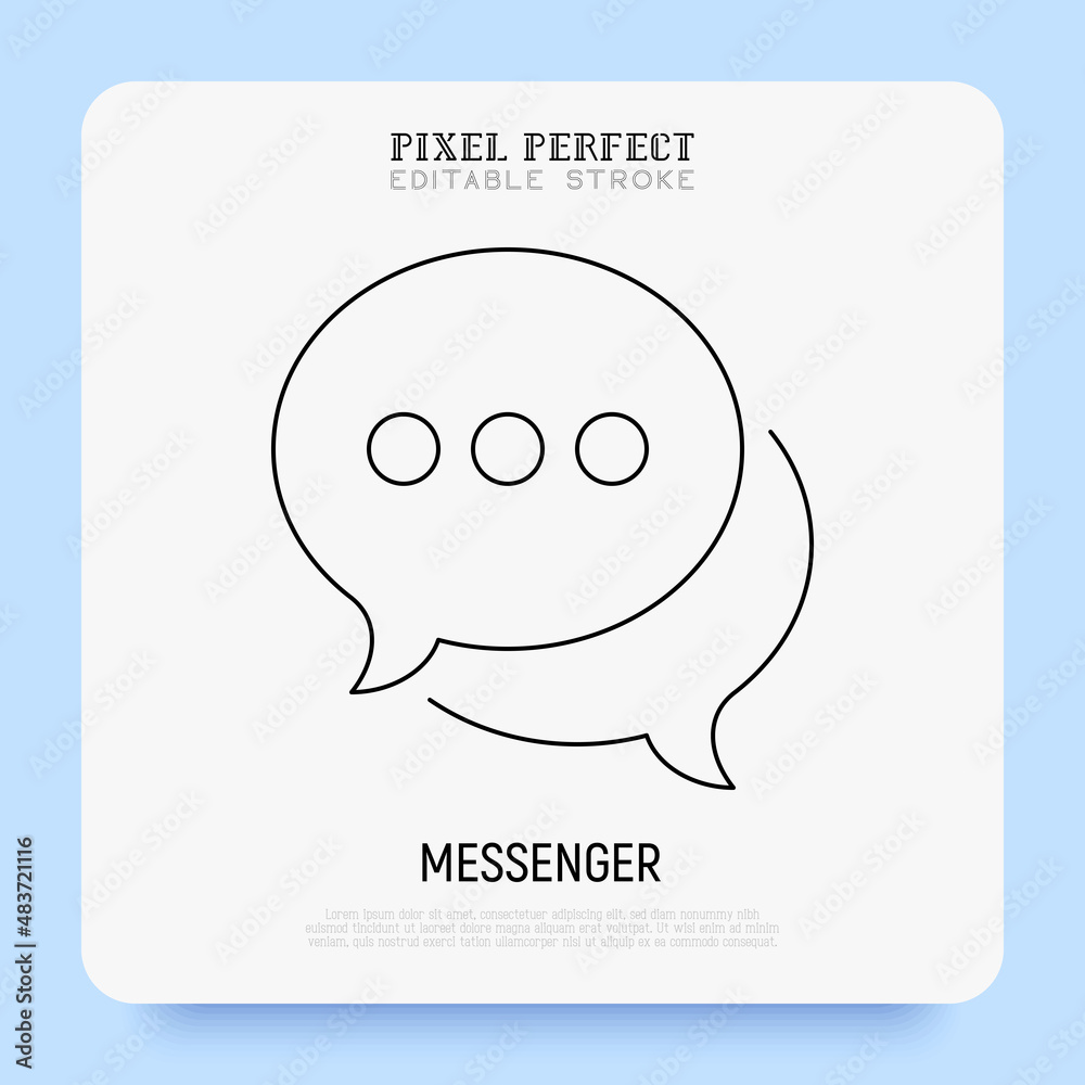 Sticker messenger thin line icon: two speech bubbles. chat. modern vector illustration.