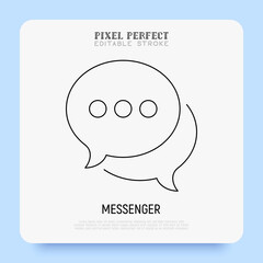 Messenger thin line icon: two speech bubbles. Chat. Modern vector illustration.