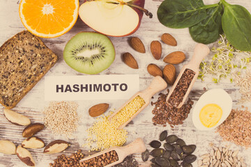 Inscription hashimoto and best ingredients or products for healthy thyroid. Food containing vitamins