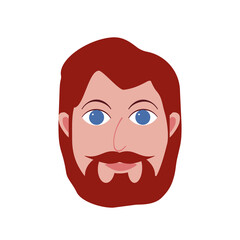 Male hipster cartoon character icon with human hands. Stylish man. Young man with beard and mustache.
