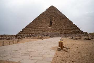 Fototapeta na wymiar View to Menkaure pyramid and pyramids of the Queen's. Giza plateau, Egypt