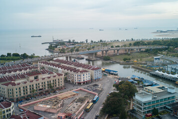 Malacca city  from above, It's the third smallest Malaysian state after Perlis and Penang. This historical city has been listed as a UNESCO World Heritage Site - obrazy, fototapety, plakaty