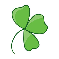 Vector flat style illustration of St. Patrick's day green lucky clover leaf