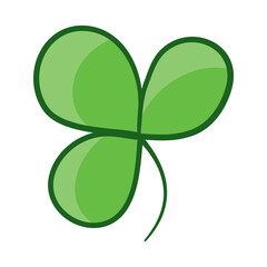 Vector flat style illustration of St. Patrick's day green lucky clover leaf