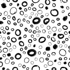 Vector illustration of seamless black dot pattern with different grunge effect rounded spots