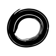 Vector grunge circle, grunge round shape, grunge banner - Color circle brush stroke with black color isolated on white background,