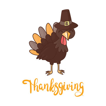 Happy Thanksgiving Day. Vector Illustration with Hand Lettered Text