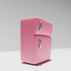 3d cute fridge. Isometric view.