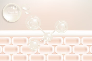 Hyaluronic acid skin solutions ad, white collagen serum drops with cosmetic advertising background ready to use, illustration vector.