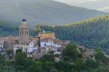 Vista parcial de la población de Puebla de Arenoso, en la provincia de Castellón. Comunidad Valenciana. España. Europa