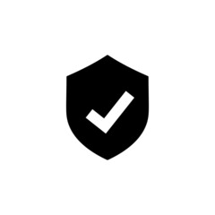 Check mark shield simple flat icon vector illustration. Check mark icon. Shield icon