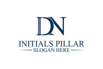 legal pillar logo, initial letter d/n. premium vector