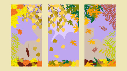 set of screensavers on the phone golden autumn