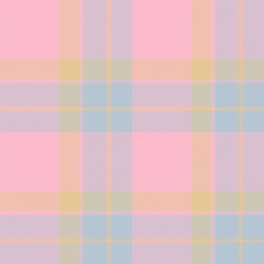 Plaid seamless pattern in pink. Check fabric texture. Vector textile print.