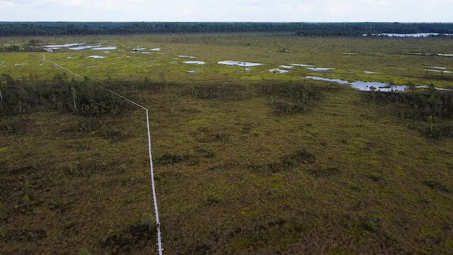 Aerial drone clip from Nigula bog in Estonia