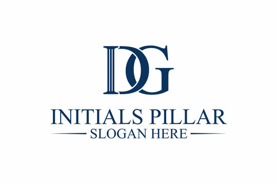 legal pillar logo, initial letter d/g. premium vector