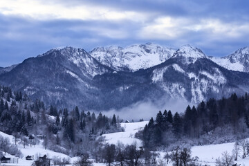 winter mountain landscape in the Alps