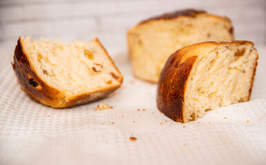 sliced celebratory bread on a white towel