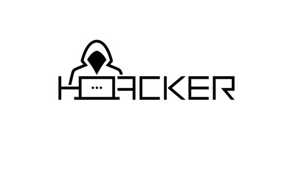 Hacker typography text logo design.