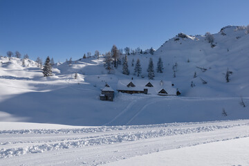 Fototapeta na wymiar winter mountain landscape in the Alps