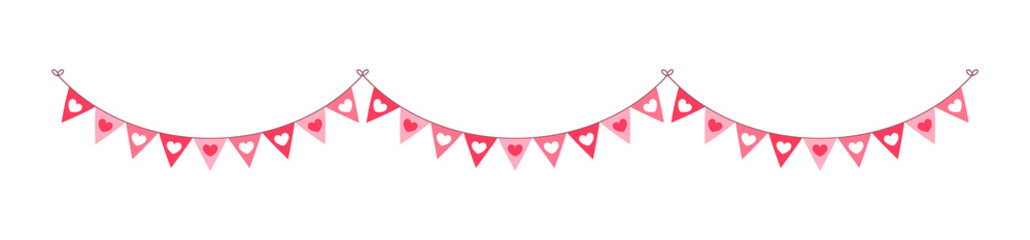 Valentine's Day heart banner bunting clipart vector illustration
