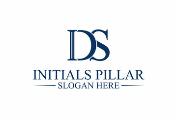 legal pillar logo, initial letter d/s. premium vector