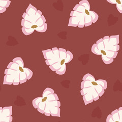 Vector Heart Shaped Beautiful Monstera Leaves seamless pattern background. Perfect for fabric, scrapbooking and wallpaper projects.