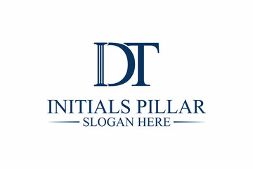 legal pillar logo, initial letter d/t. premium vector