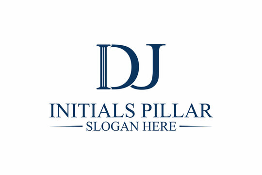 legal pillar logo, initial letter d/j. premium vector