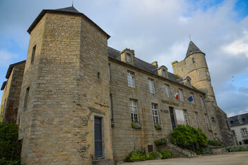 Fototapeta na wymiar View on the town hall of Pont l'abbe in Brittany