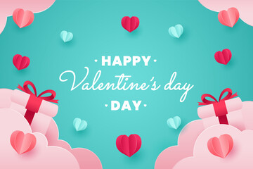 Happy valentine's day banner and background with romantic valentine decorations