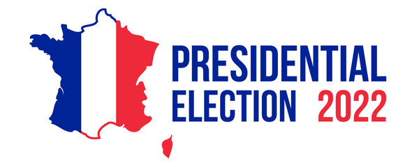 french presidential election 2022, flat vector banner or poster with france map