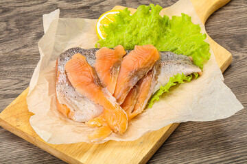 Sliced natural wild trout fillet