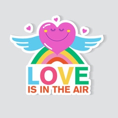Obraz na płótnie Canvas Sticker love in the air. A heart over a rainbow.