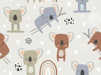 Wall murals Jungle  children room Seamless pattern with cute koala.