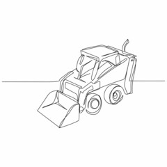 Continuous one simple single abstract line drawing of loader icon in silhouette on a white background. Linear stylized.